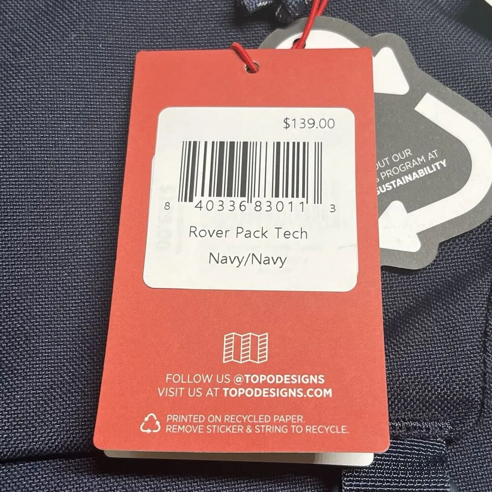 NEW Topo Designs Rover Pack Tech Backpack 24L. Navy Blue Laptop Comupter Bag NWT